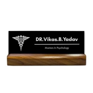 Doctor Name Plate with Wooden Base Desk